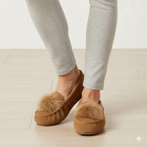 Bearpaw Women's Erika Loafers Brown Suede SZ 9 WIDE